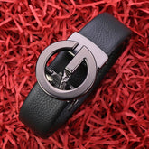 Automatic sleek and versatile men’s black faux leather belt - Mens Attire