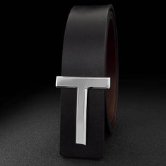 Men's Smooth Buckle Adjustable Leather Business Casual Belt - Mens Attire