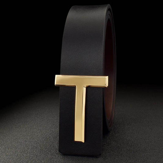 Men's Smooth Buckle Adjustable Leather Business Casual Belt - Mens Attire