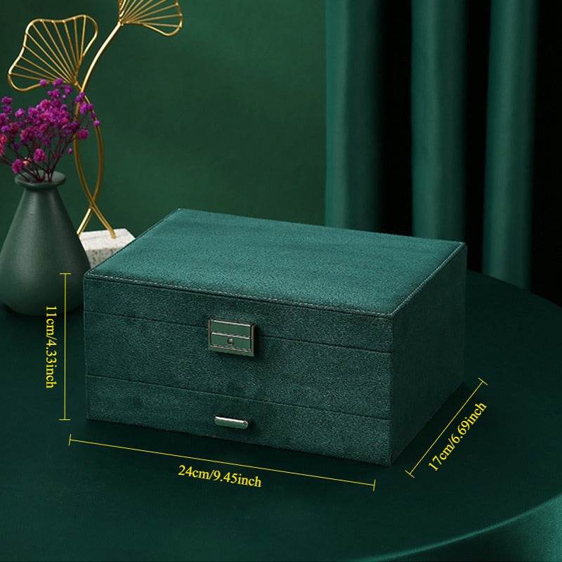 Luxury Velvet Jewelry Organizer Box with Drawers - Mens Attire