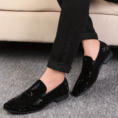 Rhinestone Men's Faux Slip-On Oxfords Shoes - Mens Attire