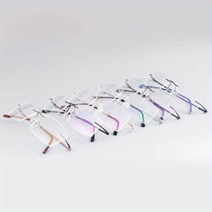 Stylish Stainless Steel Antiblue Rimless Eyeglass Frame Lightweight - Mens Attire