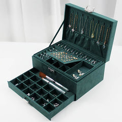 Luxury Velvet Jewelry Organizer Box with Drawers - Mens Attire