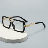Elegant Square Metal Frame Clear Lens Glasses - Mens Attire