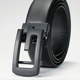 Men’s Ratchet Sliding Belt – 35mm Black PU Leather with Automatic Buckle - Mens Attire