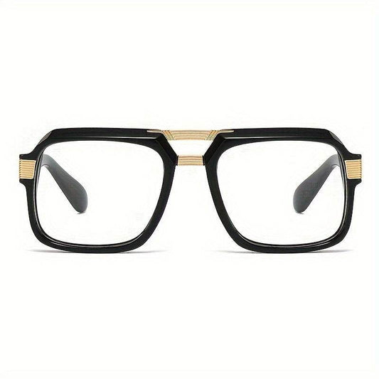Retro Double Bridge Eyeglasses – Unisex Zinc Alloy Frame - Mens Attire