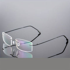 Stylish Stainless Steel Antiblue Rimless Eyeglass Frame Lightweight - Mens Attire