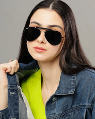 UV Protected Black Aviator Sunglasses for Men & Women