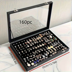 160-Hole Jewelry Organizer Box with Insertable Sponge Inserts - Mens Attire