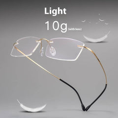 Minimalist Titanium Rimless Rectangular Antiblue Glasses - Mens Attire