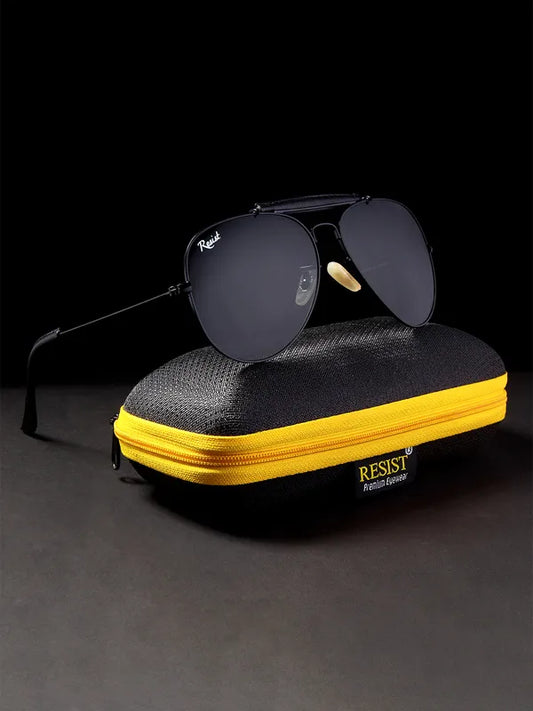UV Protected Black Aviator Sunglasses for Men & Women