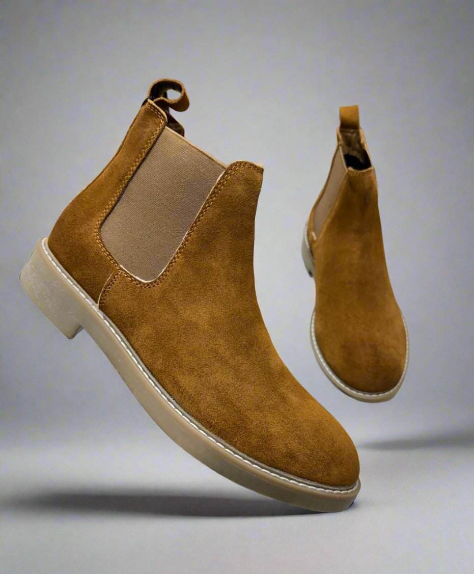 Mens Attire Fashion Chelsea Suede Boots - Mens Attire