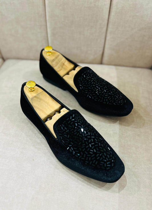 Rhinestone Men's Suede Slip-On Loafer - Mens Attire