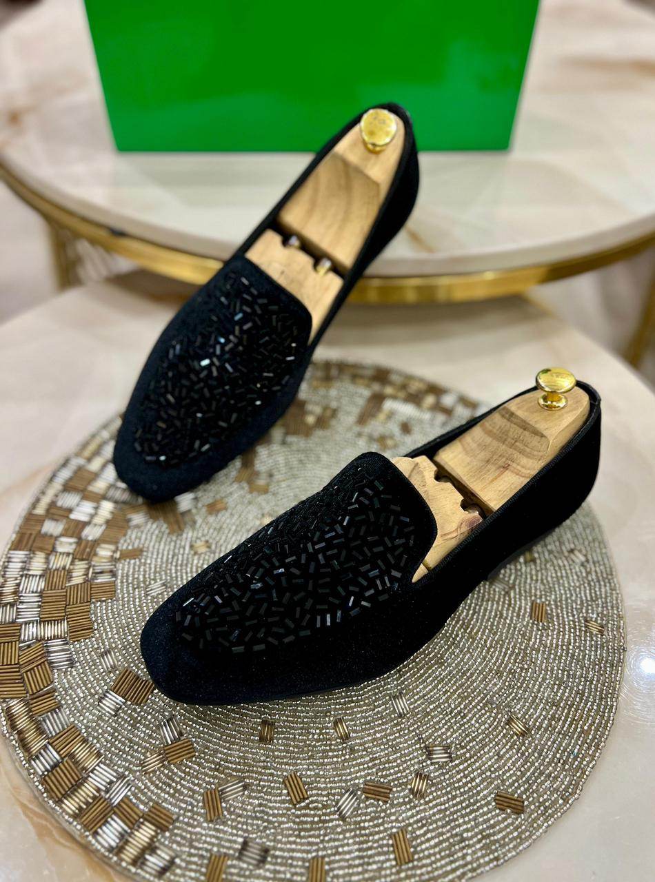 Rhinestone Men's Suede Slip-On Loafer - Mens Attire