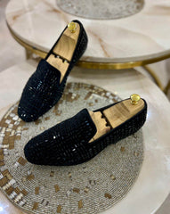 Rhinestone Men's Faux Slip-On Loafer Shoes - Mens Attire
