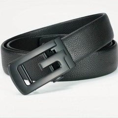 Men’s Ratchet Sliding Belt – 35mm Black PU Leather with Automatic Buckle - Mens Attire