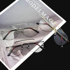 Frameless Double-Temple Pilot Glasses – Oversized Minimalist Eyewear - Mens Attire