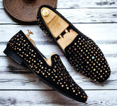 Mens Attire Studded Mirror Work Moccasins for Men - Mens Attire