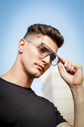 Mens Attire Clear Square Eyeglasses for Men - Antiblue - Mens Attire