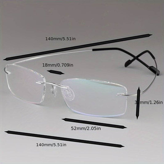 Unisex Casual Frameless Eyeglasses – Ultra-Light Memory Titanium Alloy - Mens Attire