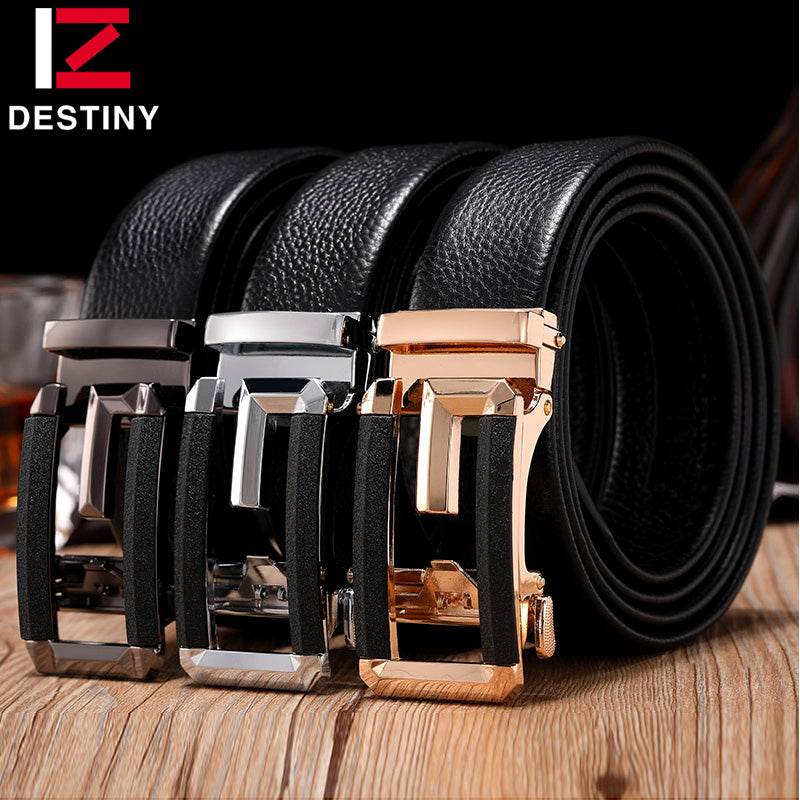 Mens Attire Men’s Auto Buckle Genuine Leather Belt - Mens Attire