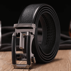Mens Attire Men’s Auto Buckle Genuine Leather Belt - Mens Attire