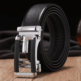 Mens Attire Men’s Auto Buckle Genuine Leather Belt - Mens Attire