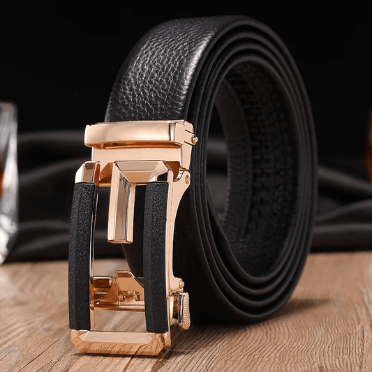 Mens Attire Men’s Auto Buckle Genuine Leather Belt - Mens Attire