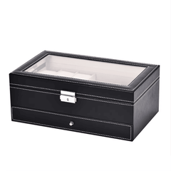 PU Leather Jewelry Storage Box Multifunctional Watch Glasses Collection Box - Mens Attire
