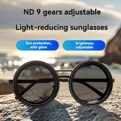 Round Polarized Brightness Adjustable 1-9 Gears ND Filter Sunglasses
