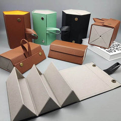 5 Slots Foldable PU Leather Sunglasses Eyeglasses Travel Organizer - Mens Attire