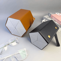 Multi-Compartment Portable Large Capacity Leather Glasses Case - Mens Attire