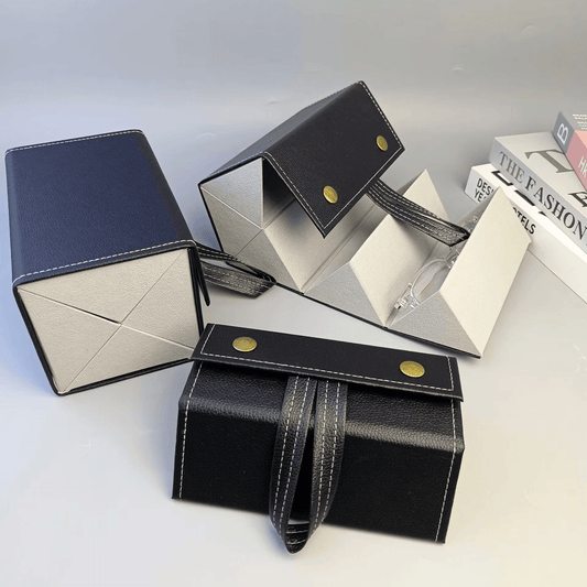 Multi-Compartment Portable Large Capacity Leather Glasses Case - Mens Attire