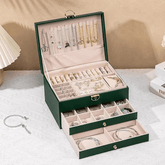 Large 3-Layer Jewelry Box Organizer with Lock & 2 Drawers for Women - Mens Attire