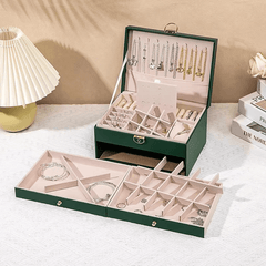 Large 3-Layer Jewelry Box Organizer with Lock & 2 Drawers for Women - Mens Attire