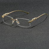 Rectangular Metal Rimless Anti-Blue Light Eyeglasses - Mens Attire