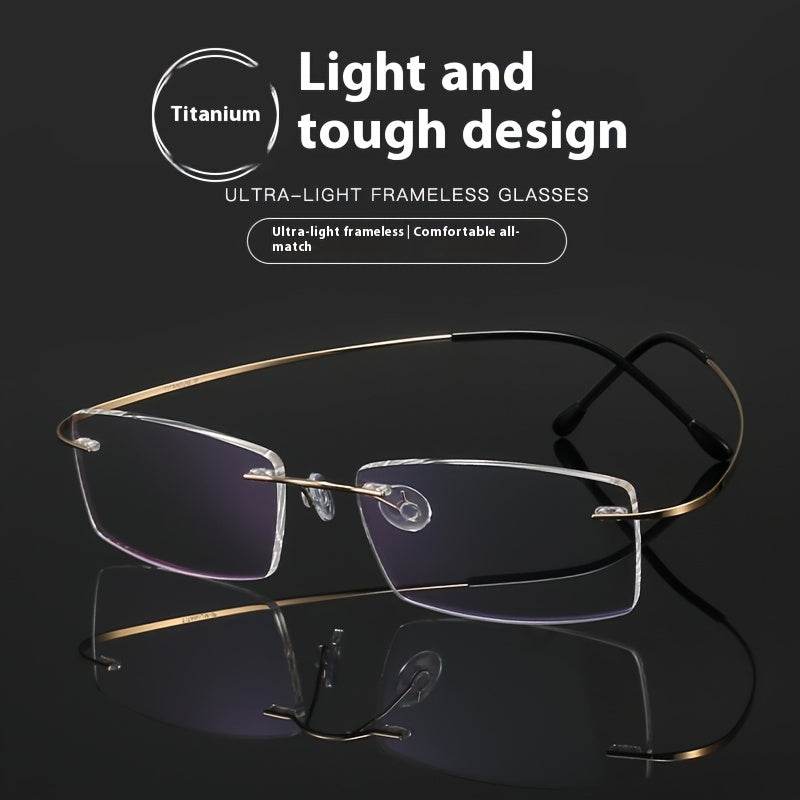 Minimalist Titanium Rimless Rectangular Antiblue Glasses - Mens Attire