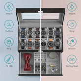 Luxury 12-Slot Wooden Watch Box Organizer | 2-Layer Lockable Watch Case