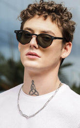 Classic Round Oval Green Wayfarer Sunglasses (50 mm) - Mens Attire