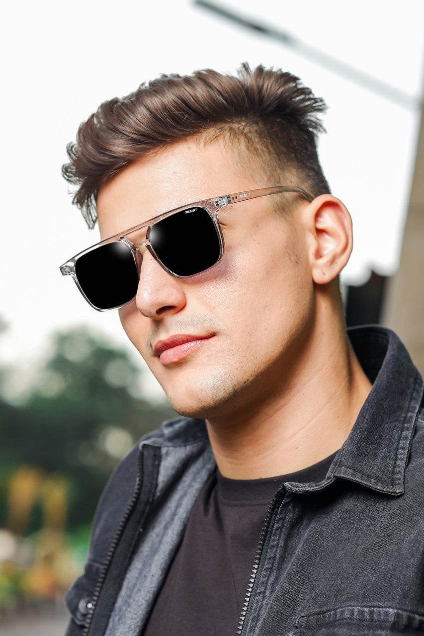 Classic Retro Jasper Grey Square Sunglasses (55 mm) - Mens Attire