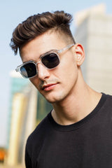 Classic Ocean White Black Wayfarer Sunglasses (50 mm) - Mens Attire