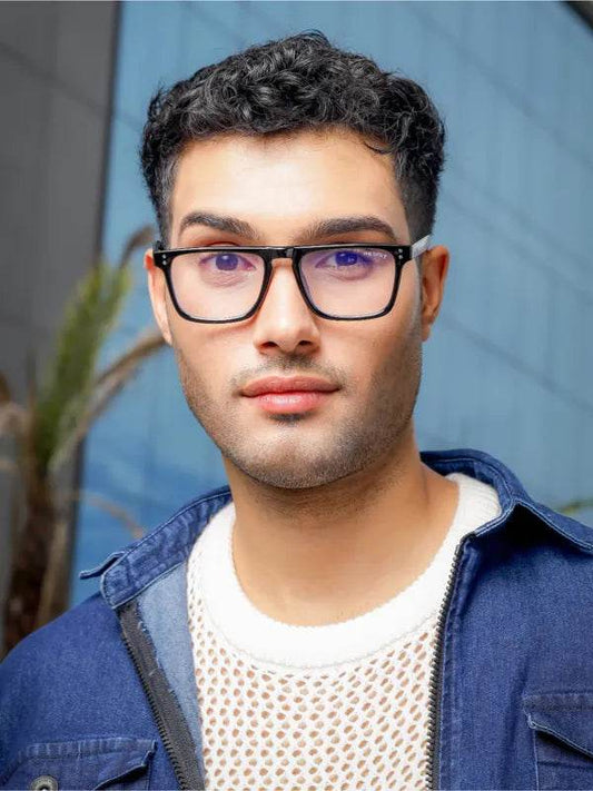 Mens Attire Men's Black Eyeglass Frames Anti-Blue Light - Mens Attire