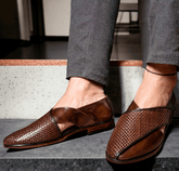 Mens Attire Mens Peshawari Chappal Shoes Brown Leather - Mens Attire