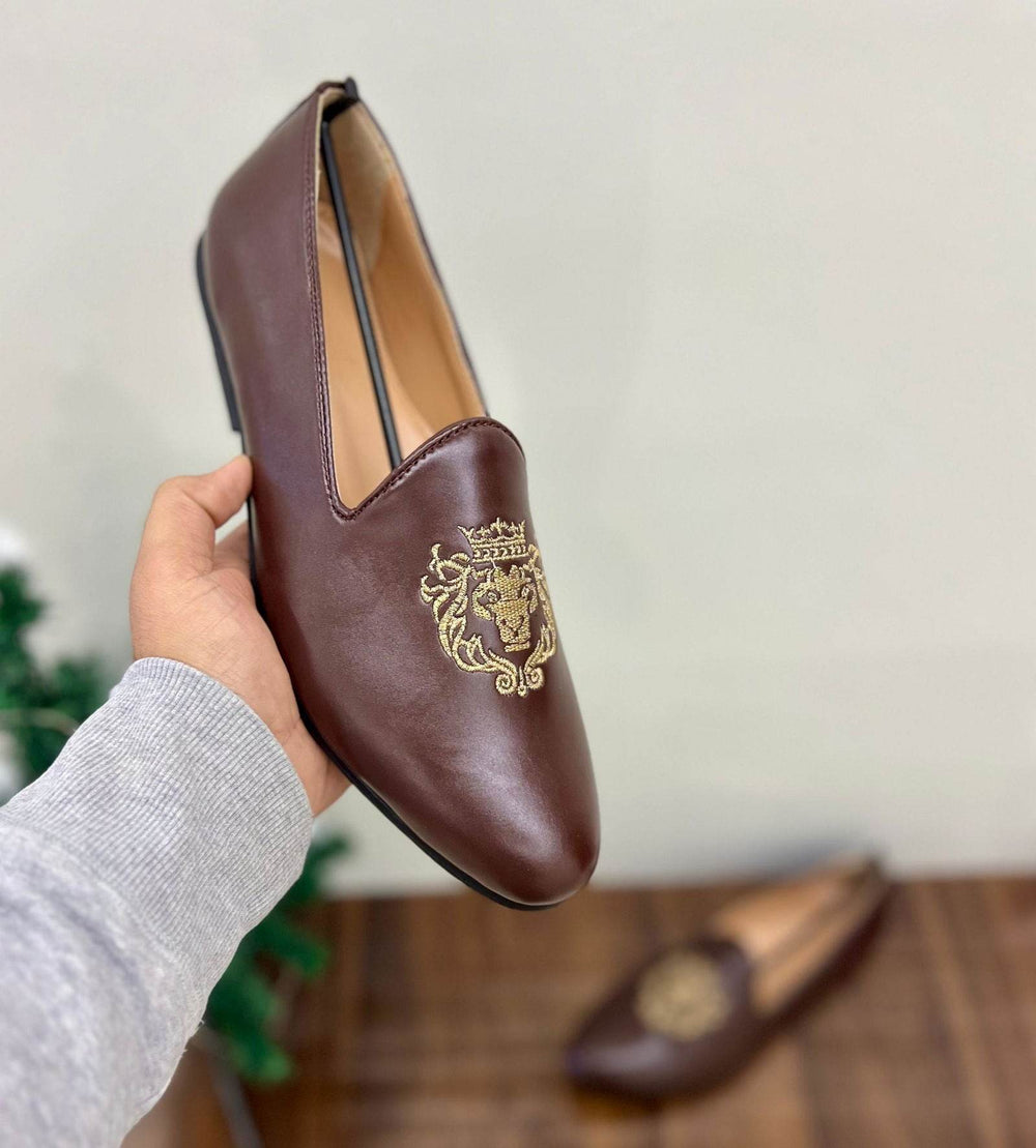 Mens Attire Men's Wedding Slip On Loafers - Elegant Brown - Mens Attire