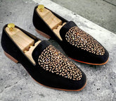 Mens Attire Rhinestone Moccasin Shoes for Men Loafers - Mens Attire