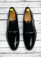 Mens Attire Shiny Black Party Shoes for Men Lace Up - Mens Attire