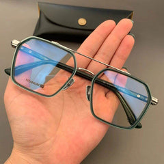 Mens Attire Unisex Hexagonal Eyeglasses with Titanium Frame - Mens Attire