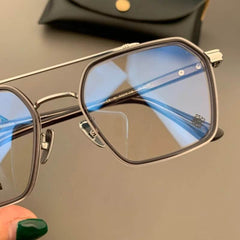 Mens Attire Unisex Hexagonal Eyeglasses with Titanium Frame - Mens Attire