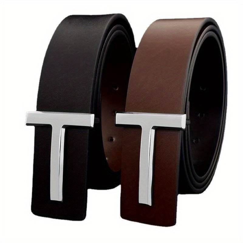 Men's Smooth Buckle Adjustable Leather Business Casual Belt - Mens Attire