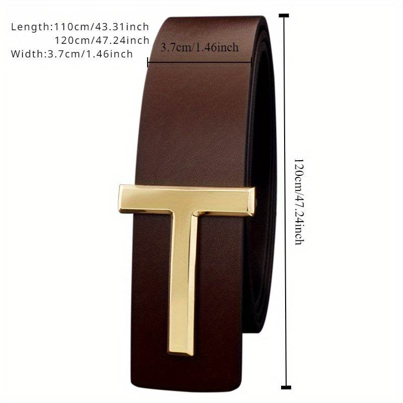 Men's Smooth Buckle Adjustable Leather Business Casual Belt - Mens Attire